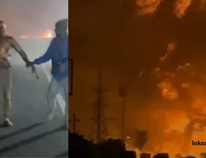 जयपुर टैंकर धमाके के बाद आग की लपटों में घिरा व्यक्ति मदद के लिए 600 मीटर तक चला, लोग बनाते रहे वीडियो